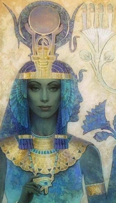 Pintura de Hathor no templo de Dendera