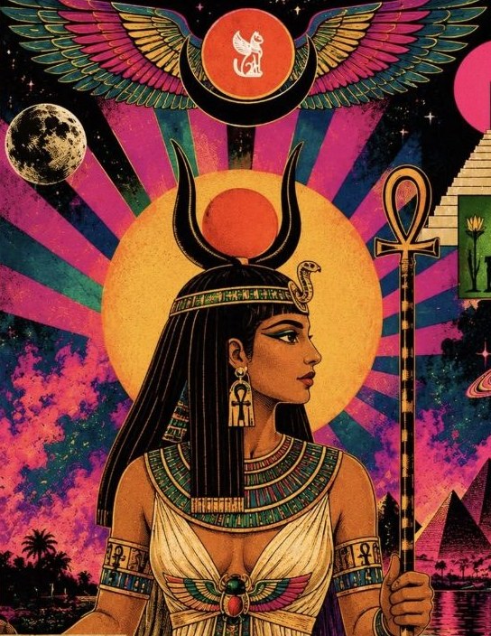 Arte de Ísis em cores vibrantes