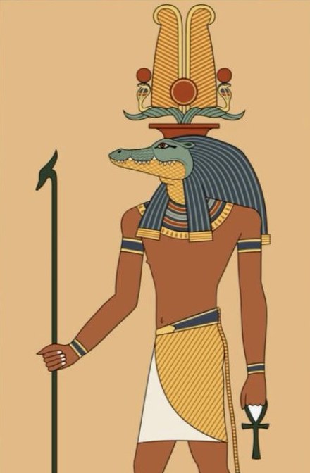Ilustração de Sobek, o deus crocodilo